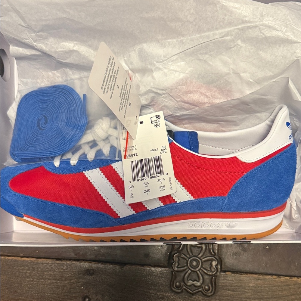Adidas Vibrant Red and Blue Trainers